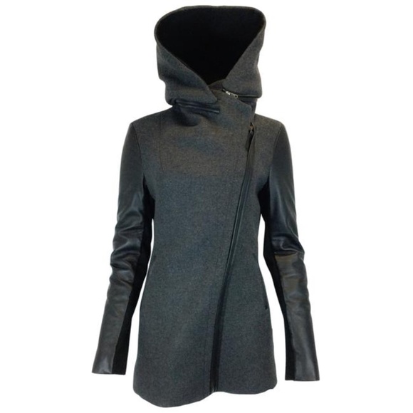 Mackage Jackets & Blazers - Mackage Charcoal Grey Hooded Wool Jacket Coat